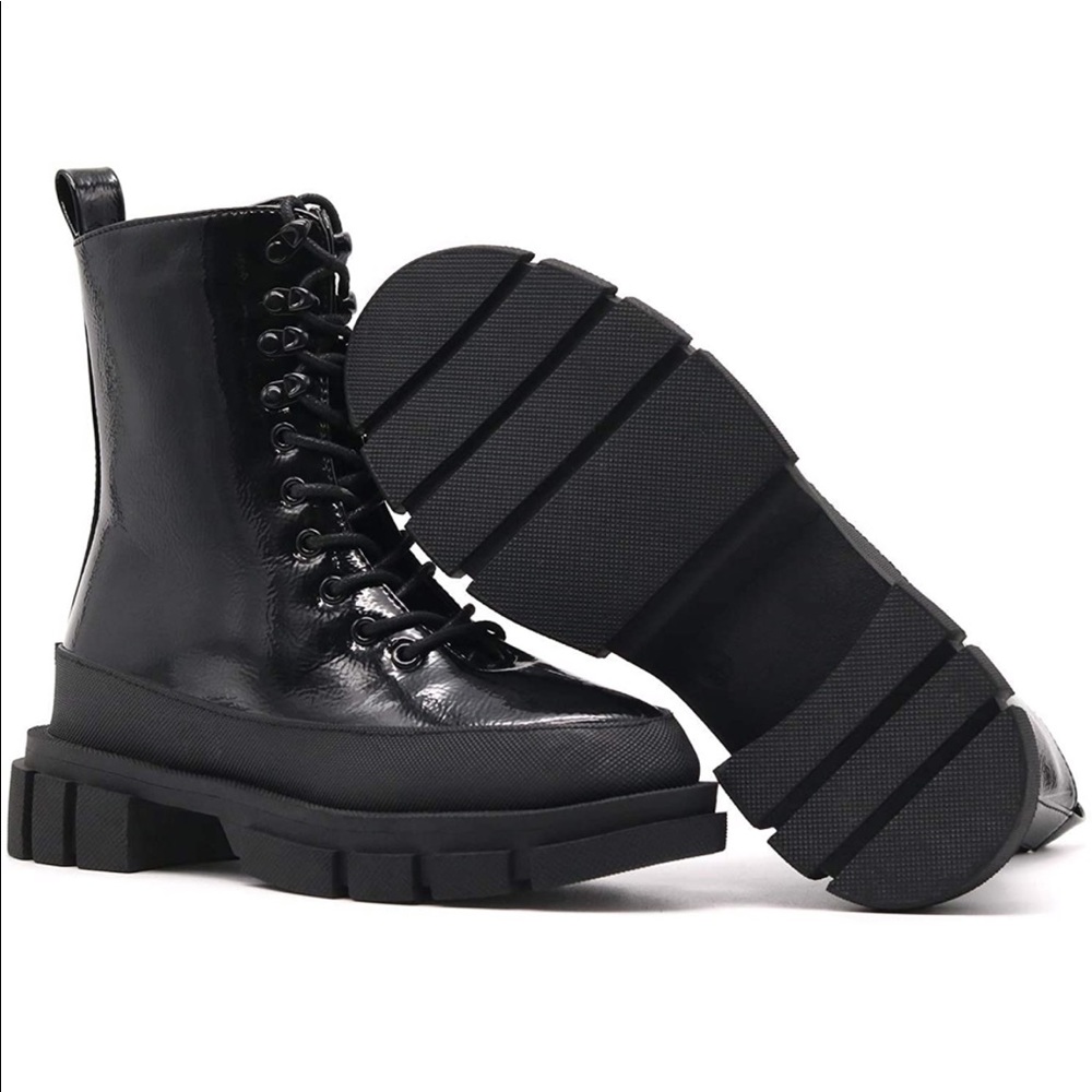 🆕 Chunky Sole Moto Biker Boots 90s Style Y2K Platform Fashion Combat - Picture 5 of 14